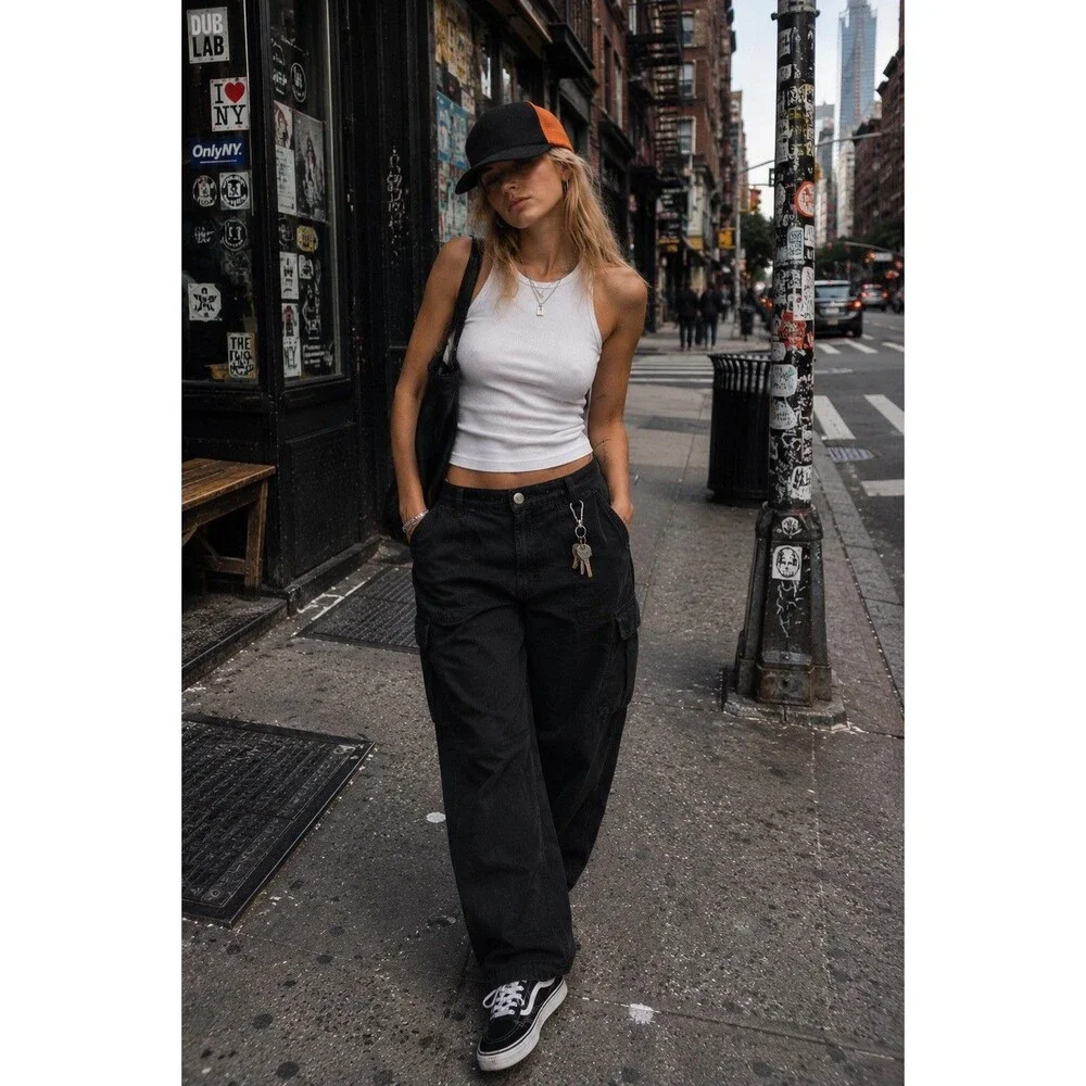 ONLY NY Trucker Adult Hat Black Orange Mesh Strapback Cap Skate Streetwear